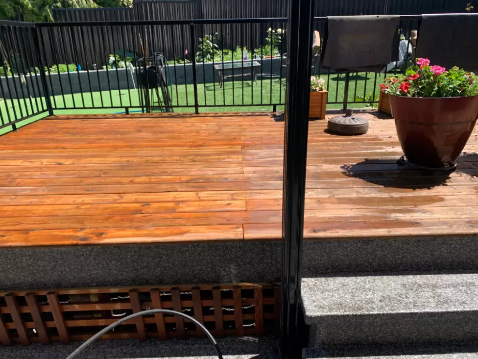 Wooden Patio Deck Cleaning and Paint Preparation in Surrey, BC