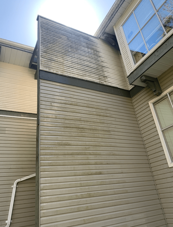 Extremely Dirty Vinyl Siding Building Wash in Richmond, BC